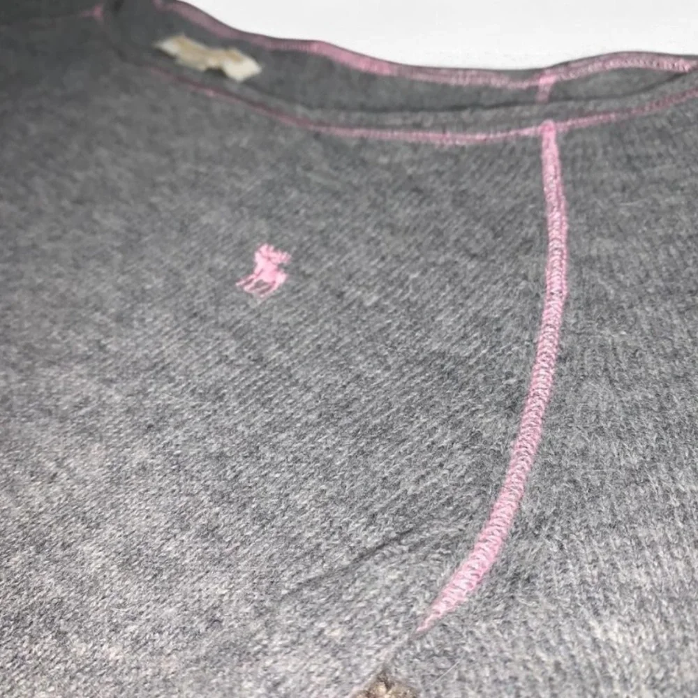 Abercrombie & Fitch RARE Y2K Cashmere Angora Knit Top Contrast Pink Stitching S - Picture 4 of 8